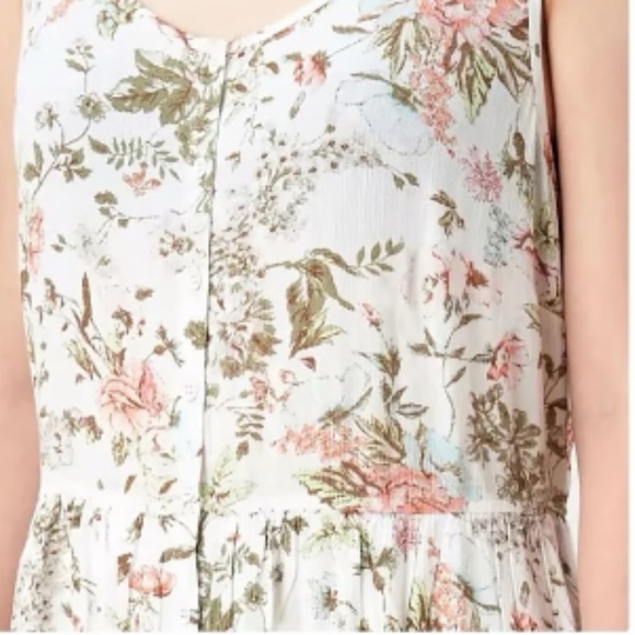 Frye Button Down Floral Tank Folk Garden Fairy Midi Dress Size Large Pockets - Picture 3 of 9